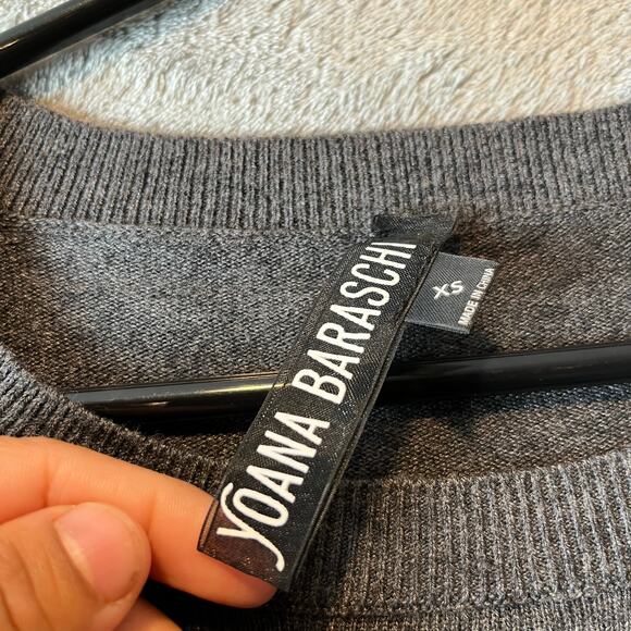 Yoana Baraschi Fringe Crewneck Sweater Wool Cashmere Blend Sz XS Gray Rodeo - Picture 5 of 7